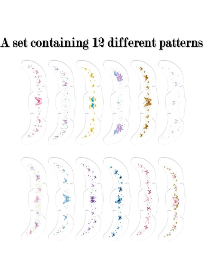 LYNLYN 12PCS Butterfly and Flower Glitter Freckles Face Tattoos, Holographic Waterproof Temporary Makeup Stickers, Sparkle Face Patches for Festivals, Parties, Kids and Women - Image 5